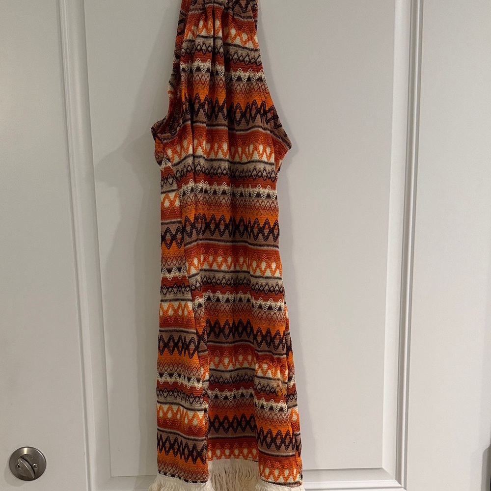 Boho Orange Patterned Fringe dress